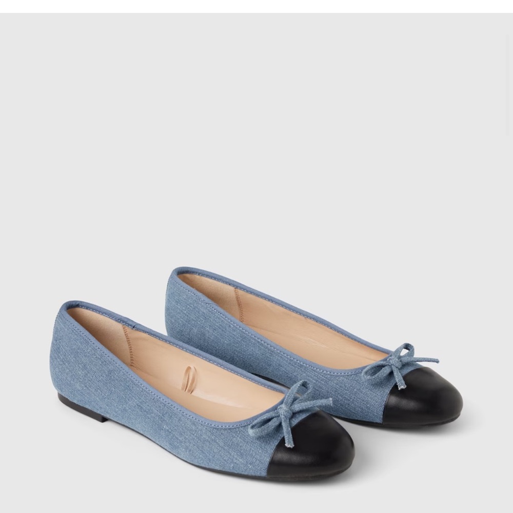 Women's Blue and Black Ballet Flats